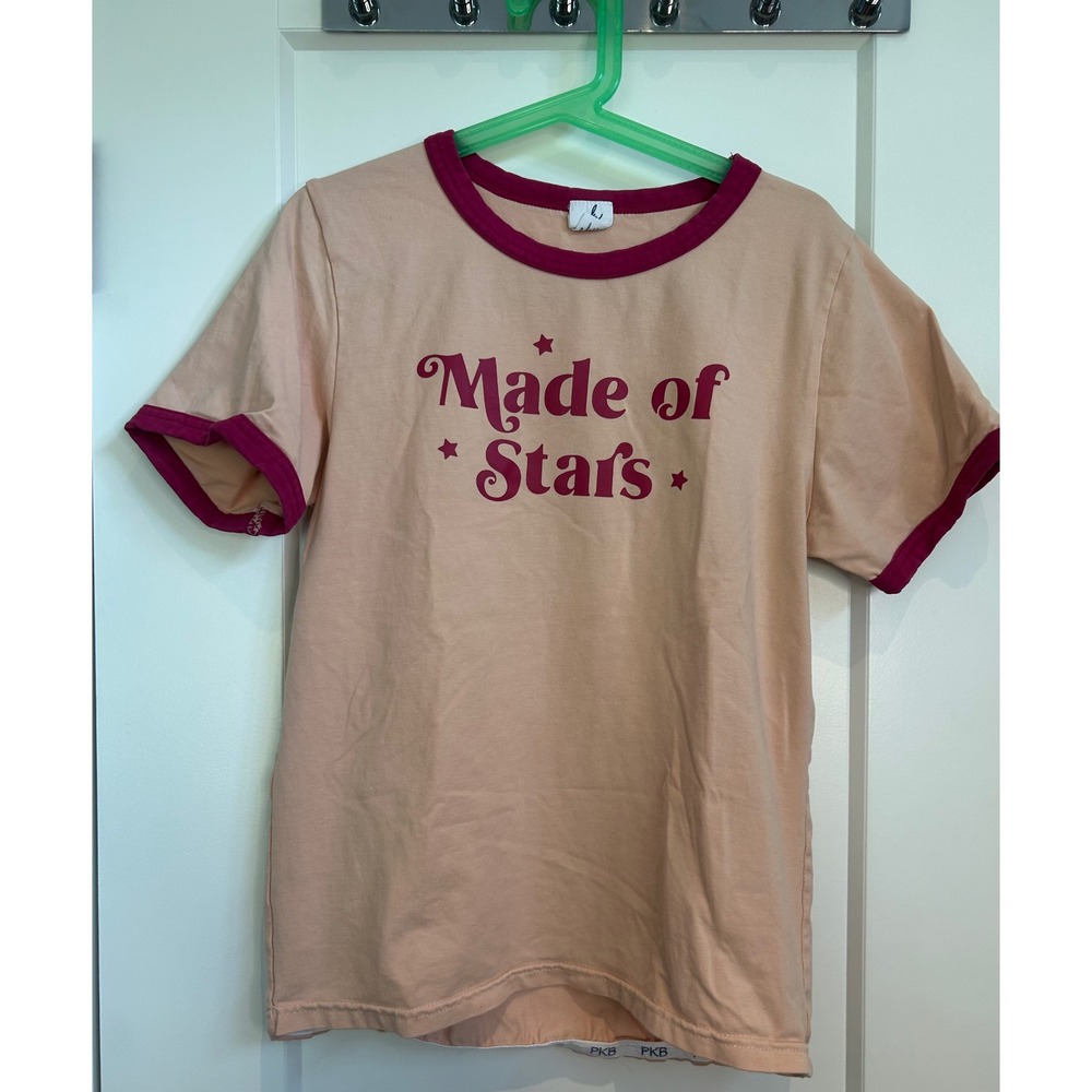 Peekaboo Beans Girls Made of Stars Ringer Tee Size 10 PKB Sensory Friendly